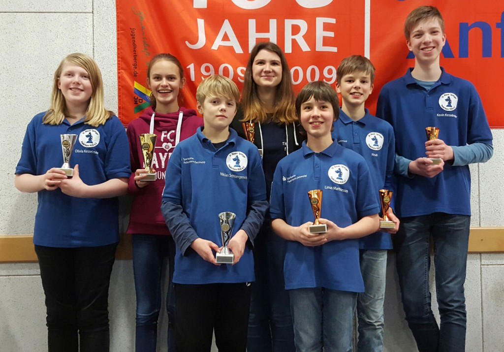 Erfolgreiche Spieler (v.l.): Olivia Kesselmeier, Lisa-Marie Möller, Niklas Schlangenotto, Xenia Walow, Linus Matthiessen, Noah Stirnberg, Kevin Kesselmeier